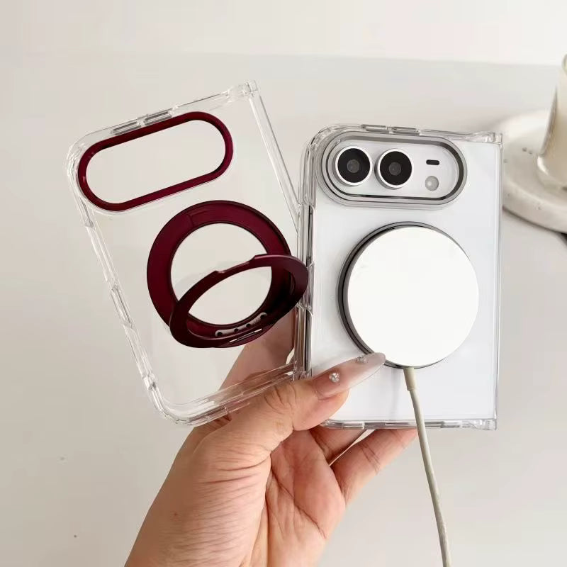 Clear Magnetic Kickstand Case for iPhone 18 Ultra with 360° Rotation 5