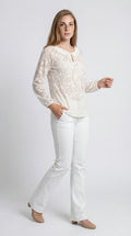 Top | Long Sleeves | Round Neck | Lace Design