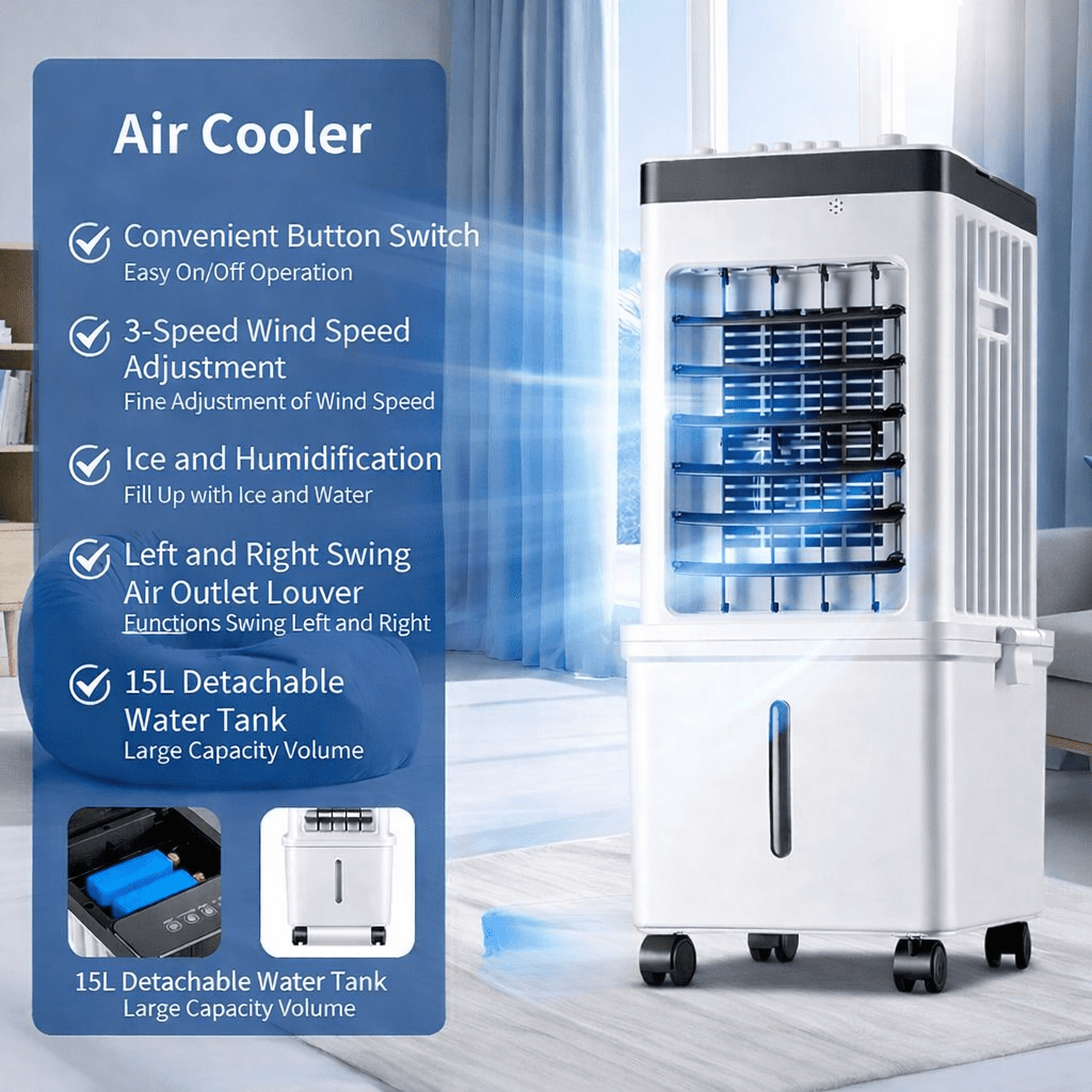NOVACOOL – 3-in-1 Air Cooler – Fan & Humidifier in One
