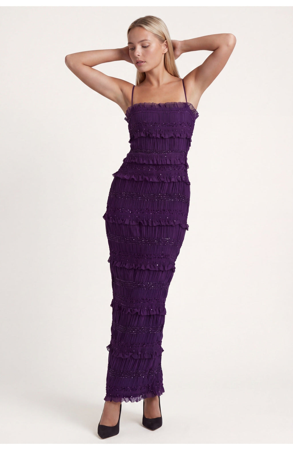 Ophélie Women’s Maxi Dress | Layered Fringe | Straight Straps