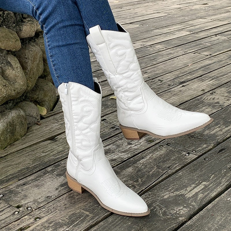 Women's Cowboy Boots with Metallic Finish