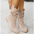 Women's Suede-Look Ankle Boots with Slouchy Shaft