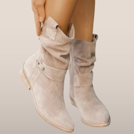 Women's Suede-Look Ankle Boots with Slouchy Shaft
