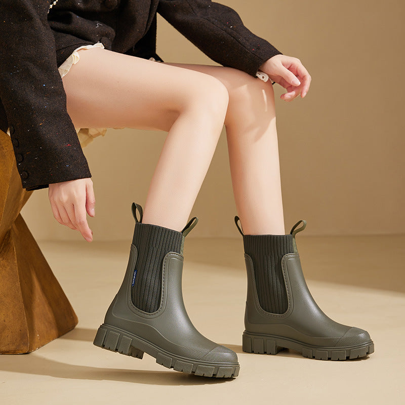 Women's Stylish Rain Boots with Anti-Slip Sole and Waterproof Construction