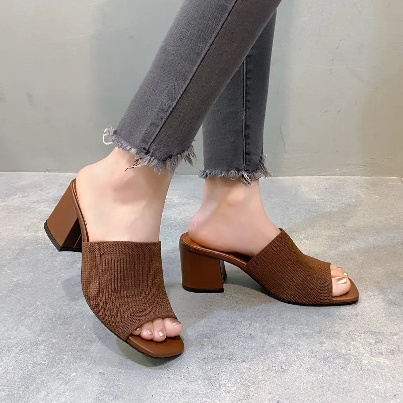 Women's Open-Toe Heeled Mules