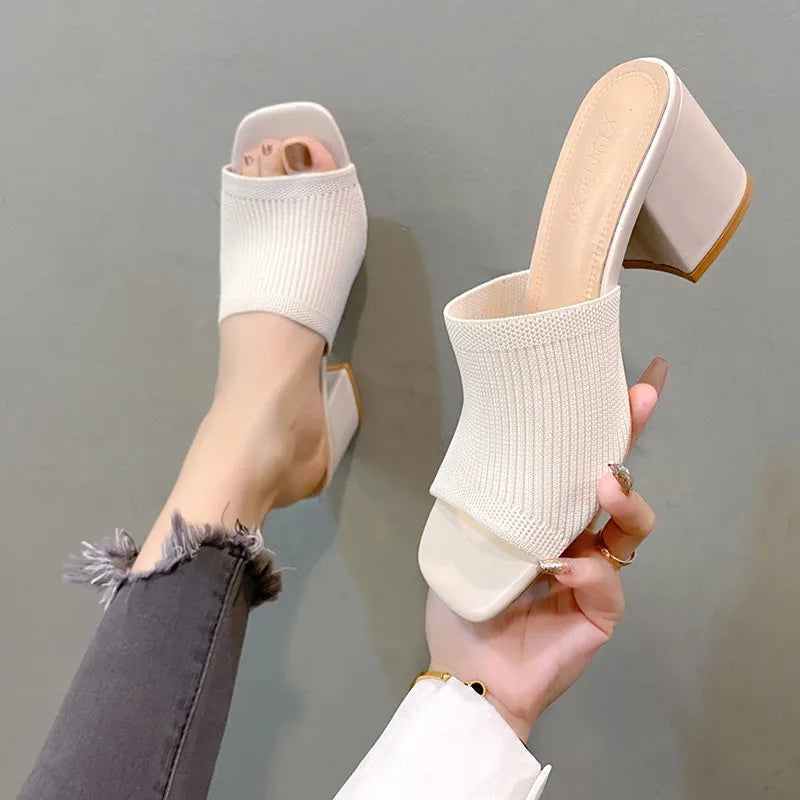 Women's Open-Toe Heeled Mules