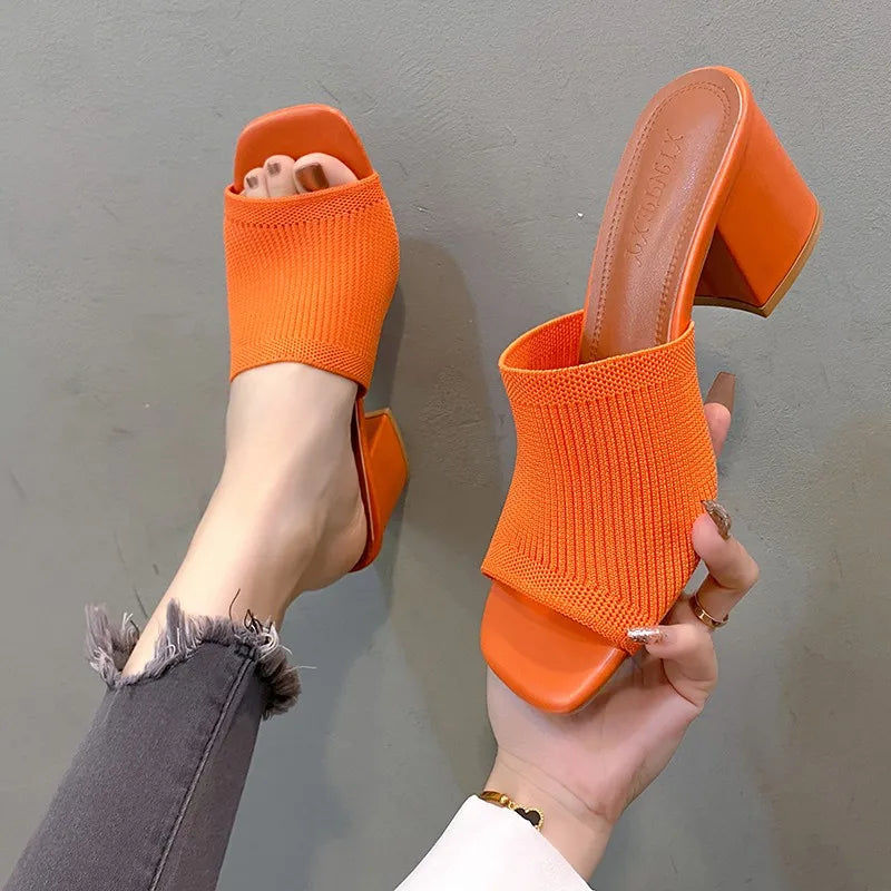 Women's Open-Toe Heeled Mules