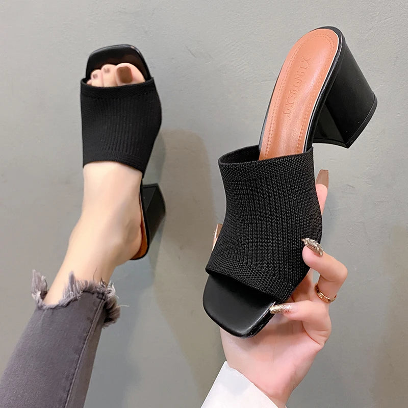 Women's Open-Toe Heeled Mules