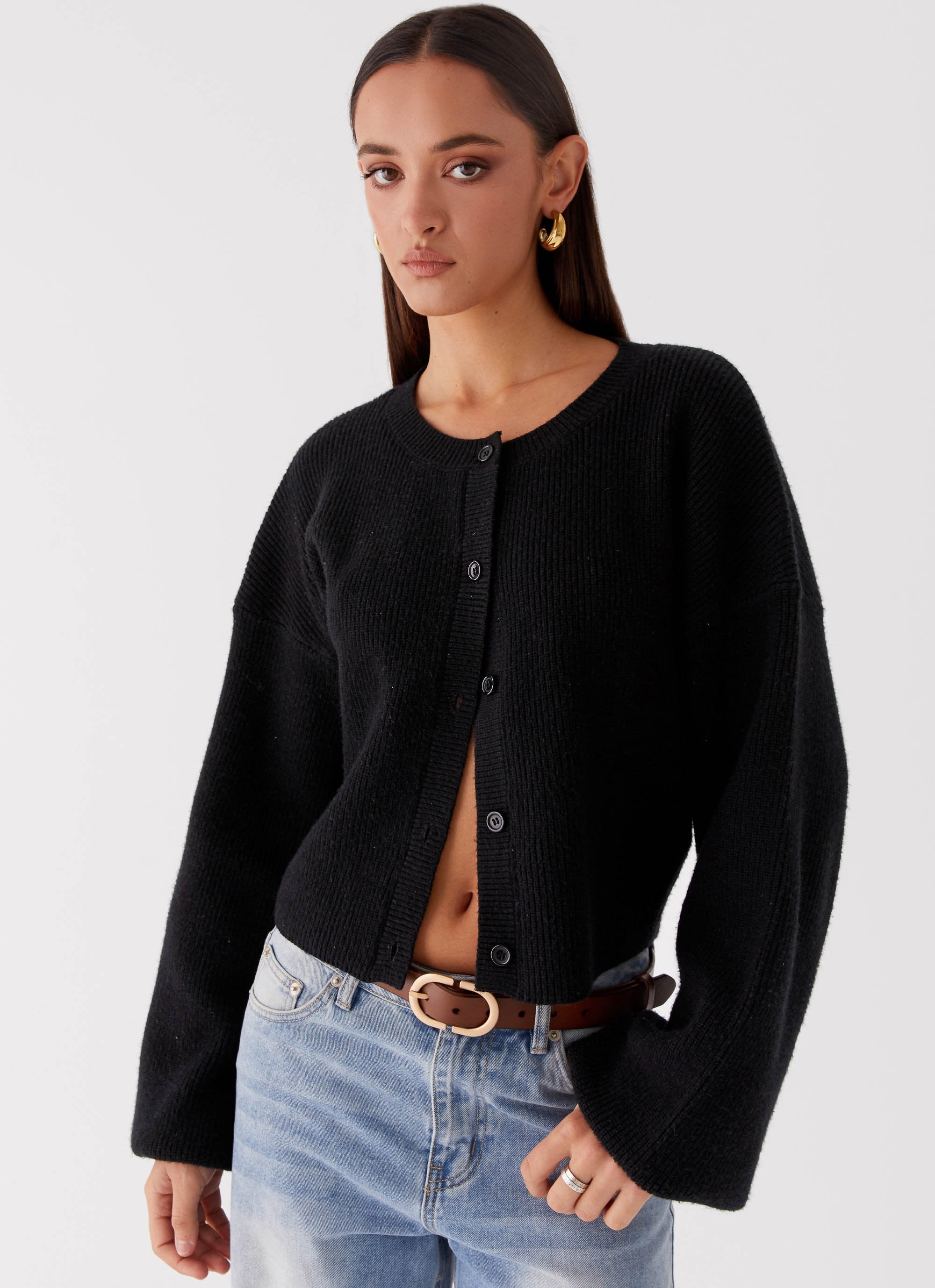 Darya Knitted Cardigan | Cropped Design with Wide Sleeves