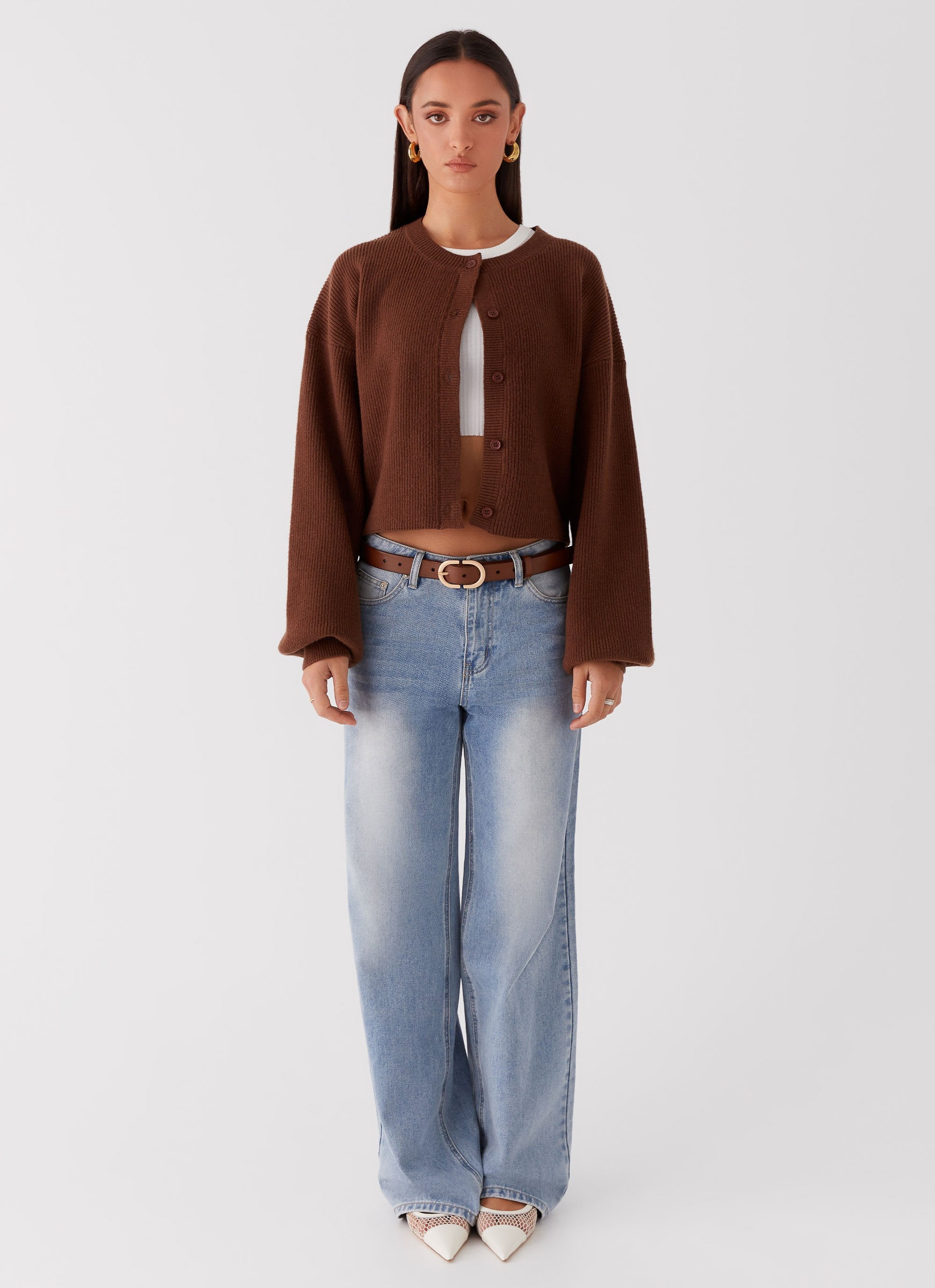 Darya Knitted Cardigan | Cropped Design with Wide Sleeves