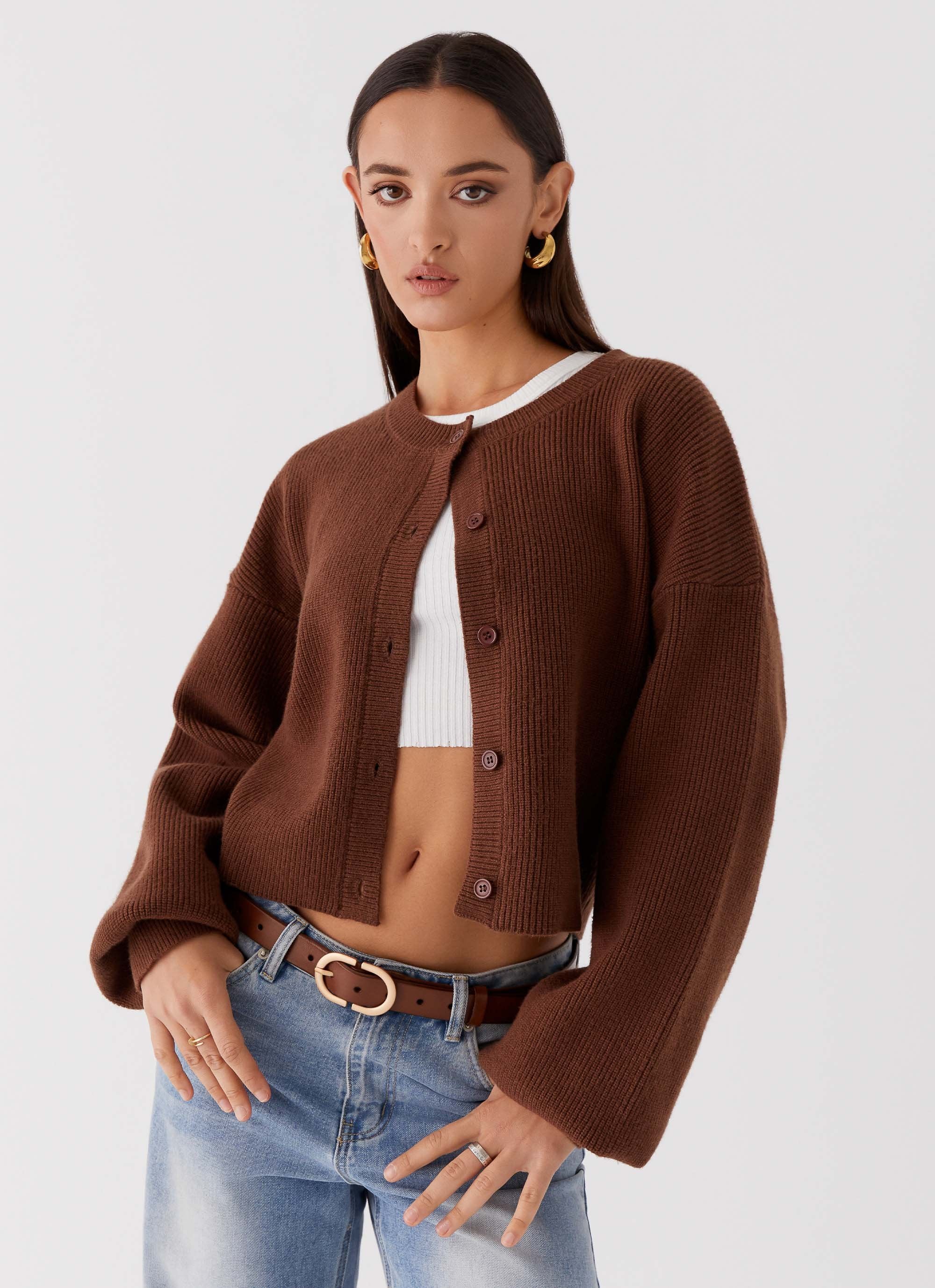 Darya Knitted Cardigan | Cropped Design with Wide Sleeves