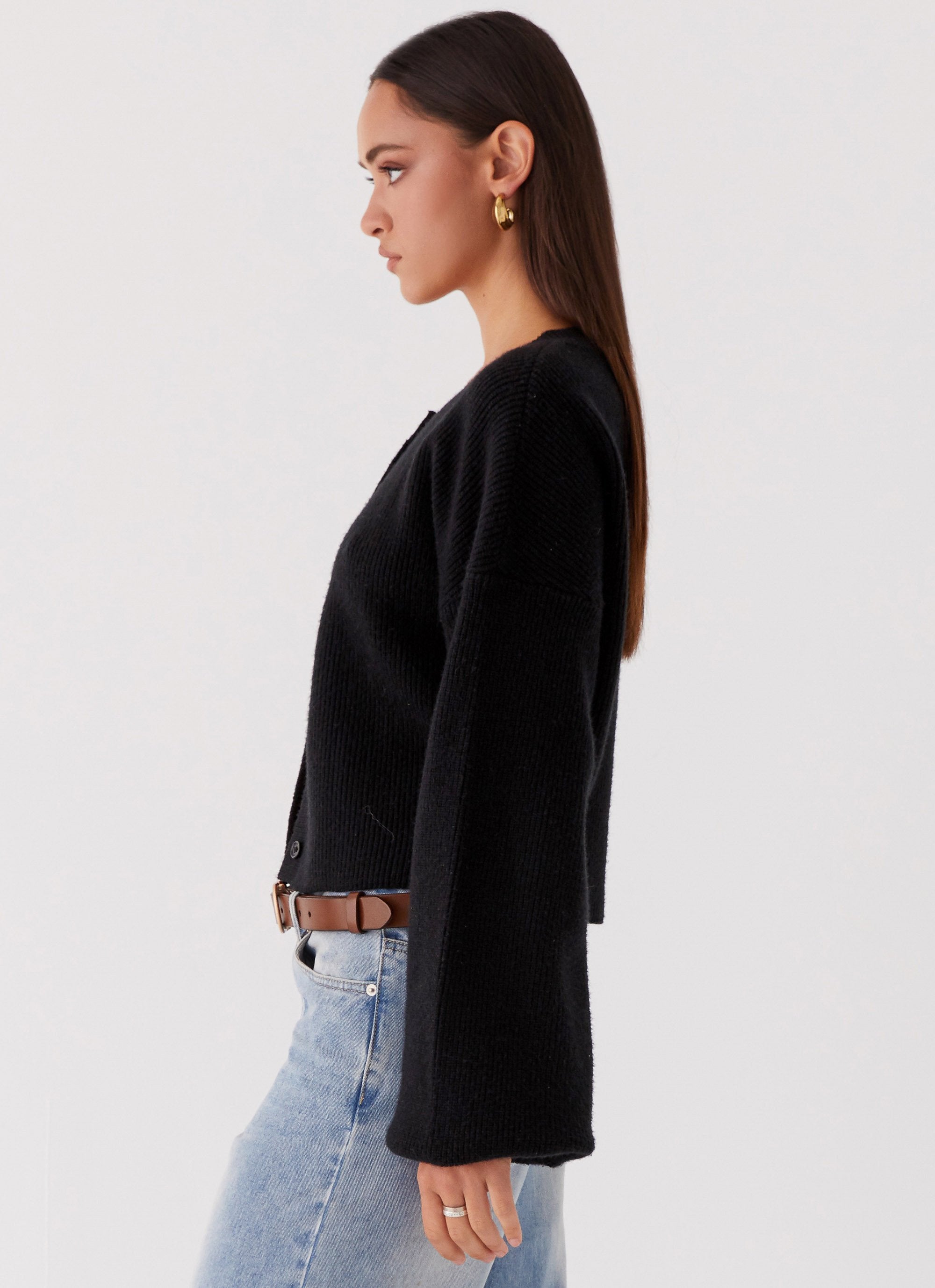 Darya Knitted Cardigan | Cropped Design with Wide Sleeves