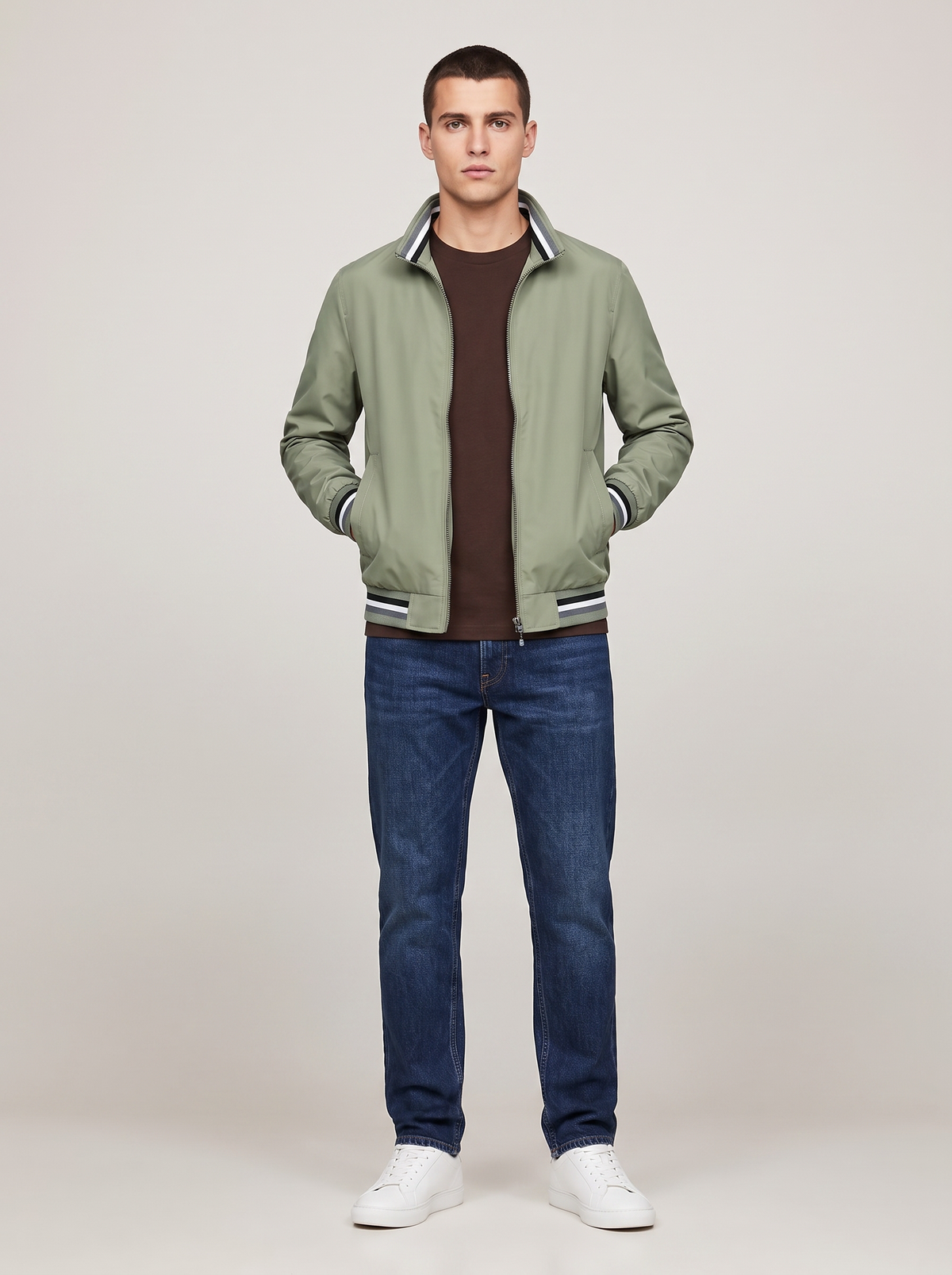 Decker | Men's Casual Slim-Fit Stand Collar Zip-Up Jacket