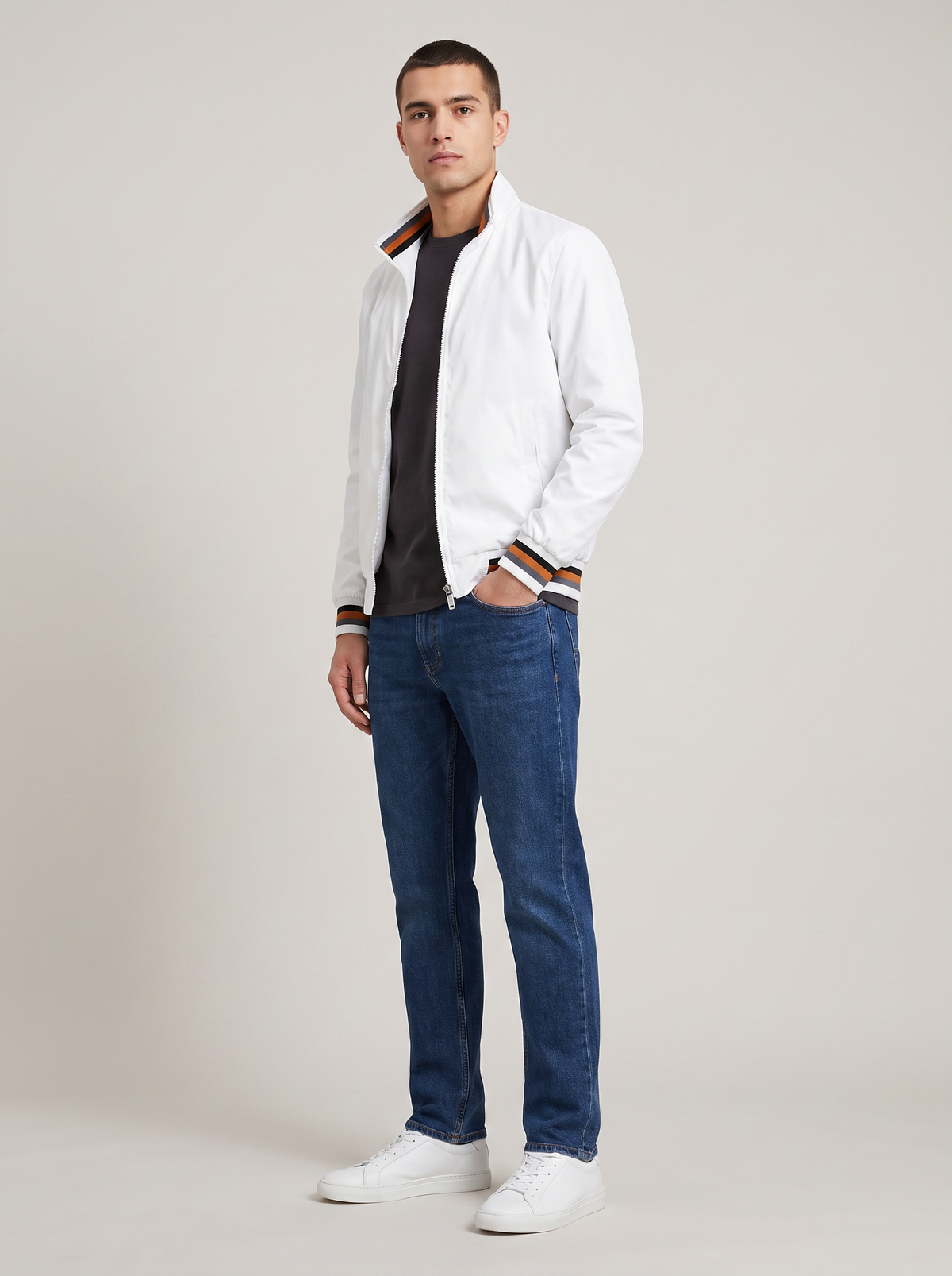 Decker | Men's Casual Slim-Fit Stand Collar Zip-Up Jacket