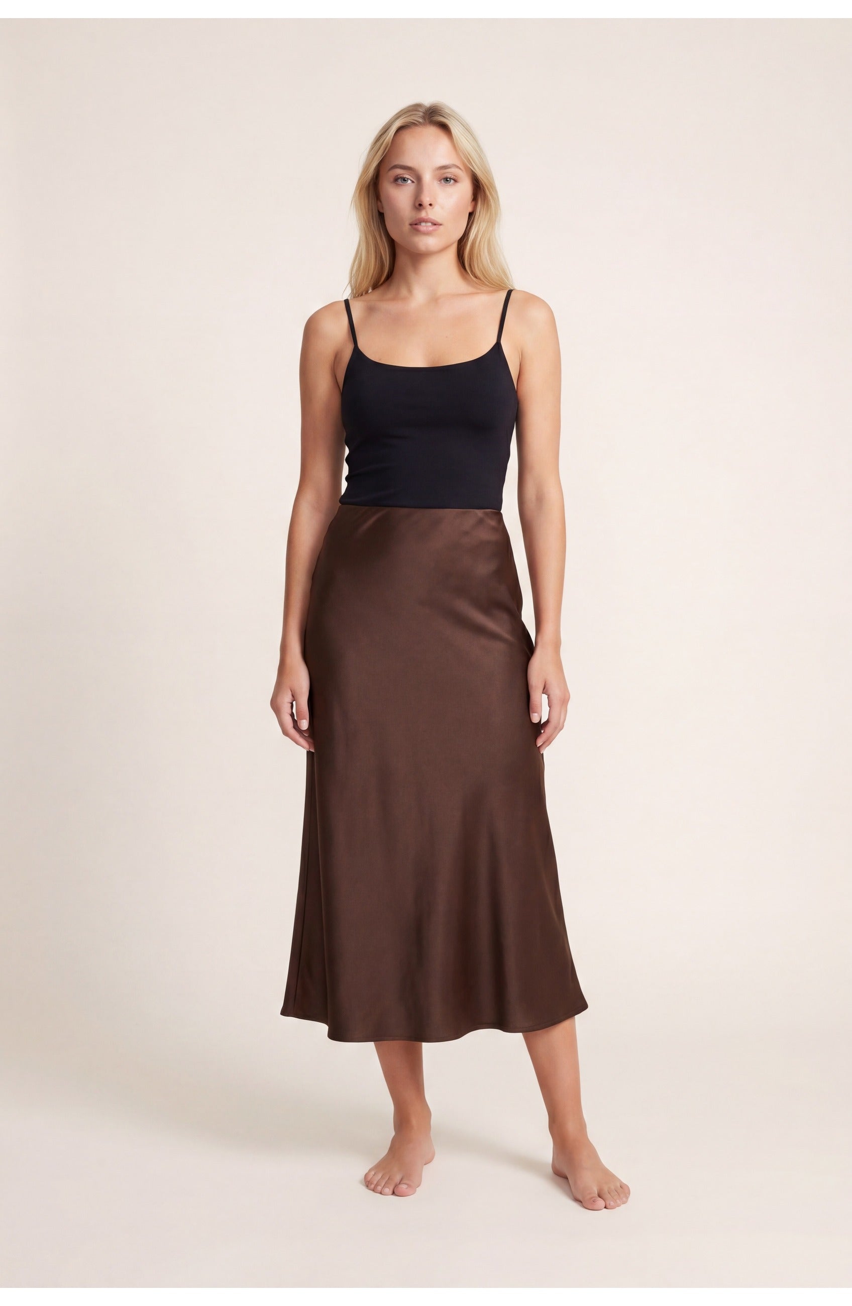 Women’s Satin Midi Skirt | A-Line | High Waist