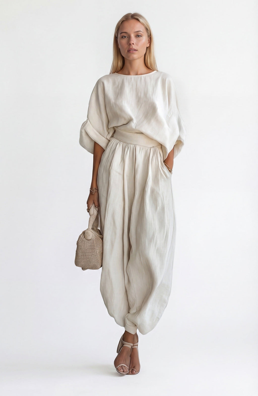 Women’s Two-Piece Set | Elegant White Design | Refined Ensemble