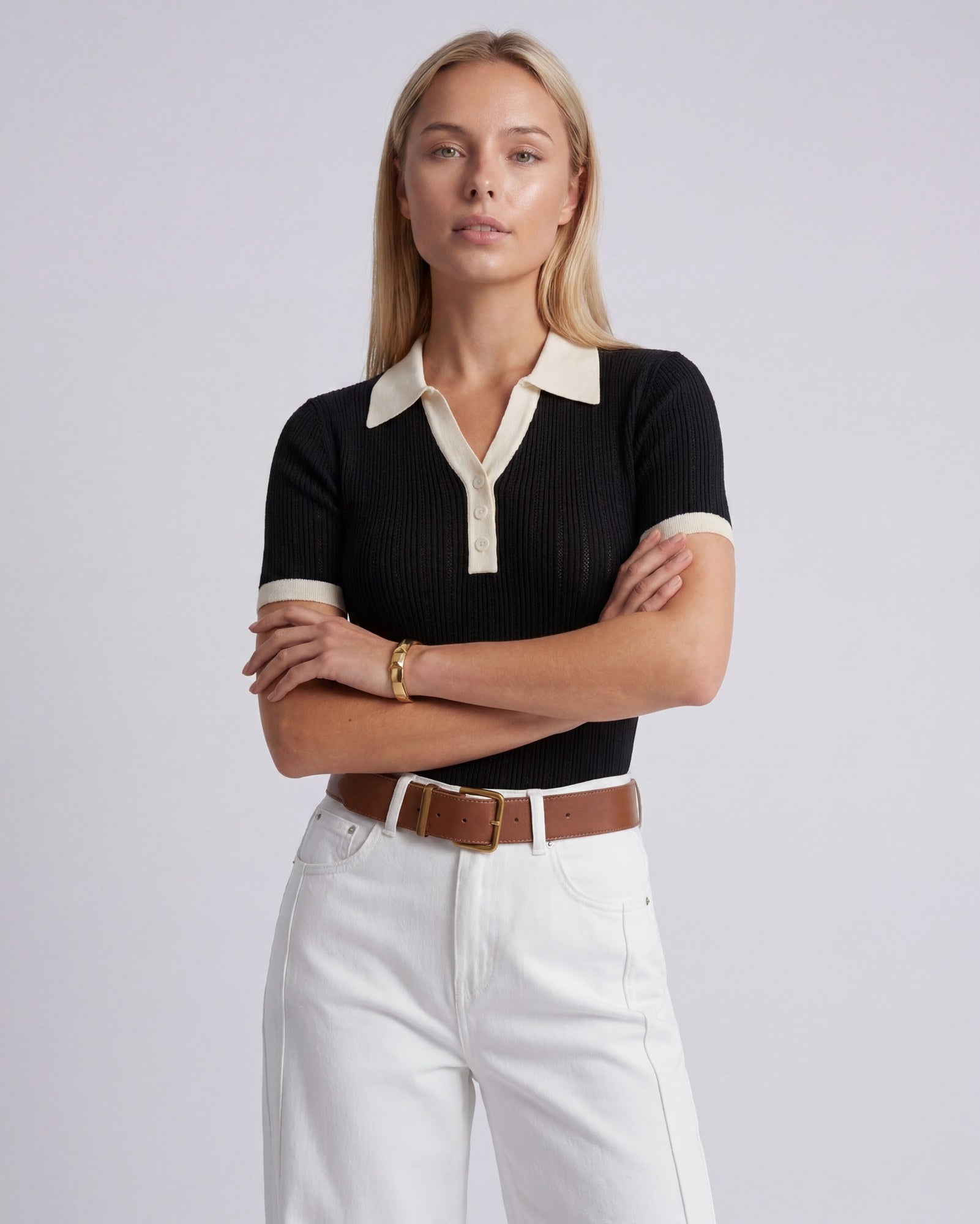 Celeste Women’s Polo Shirt | Classic Collar with Button Closure | Fitted Fit