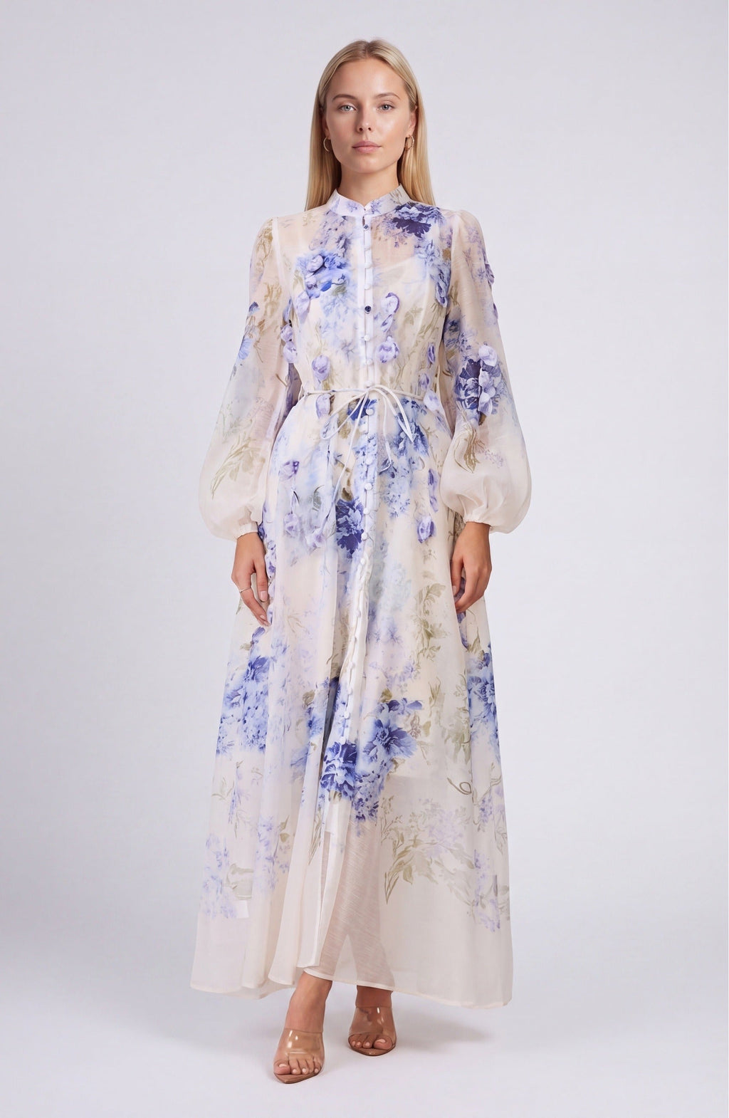 Laure Women’s Maxi Dress | Blue Floral Print | Elegant Long Dress