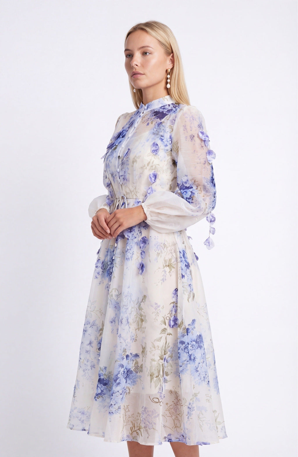 Laure Women’s Maxi Dress | Blue Floral Print | Elegant Long Dress