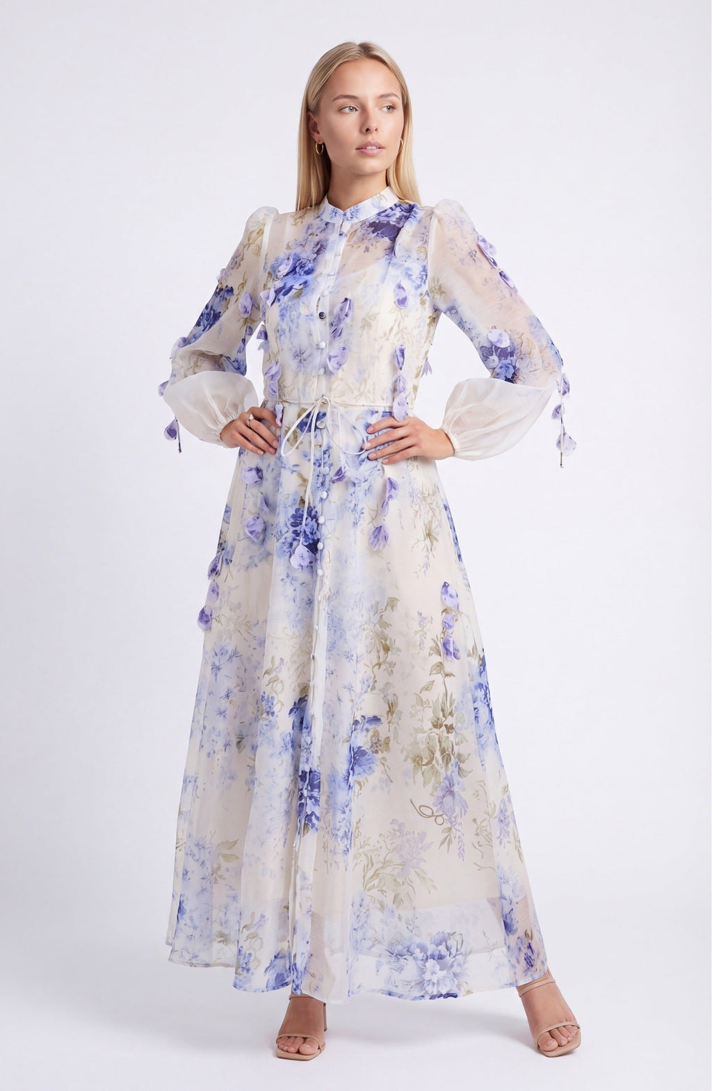 Laure Women’s Maxi Dress | Blue Floral Print | Elegant Long Dress