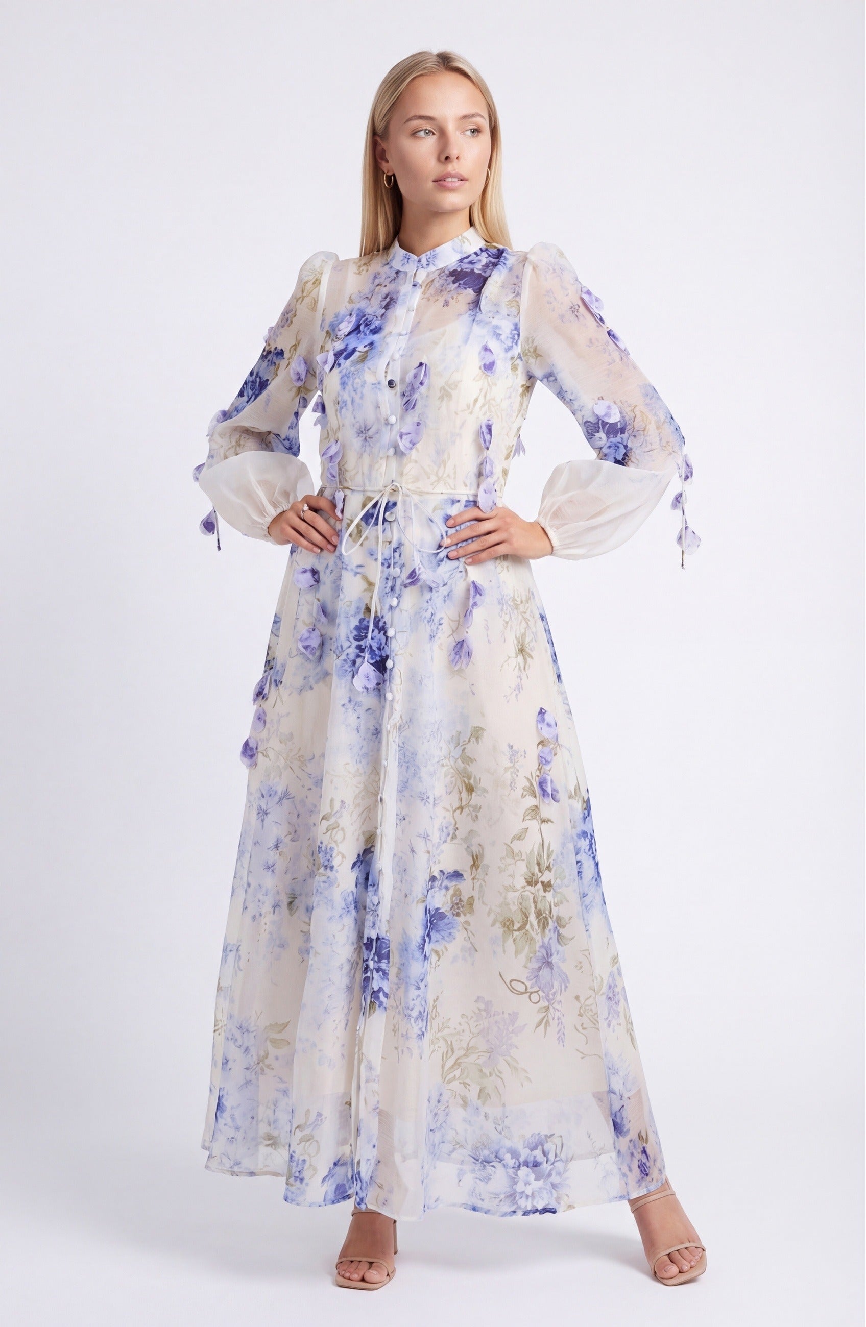 Laure Women’s Maxi Dress | Blue Floral Print | Elegant Long Dress