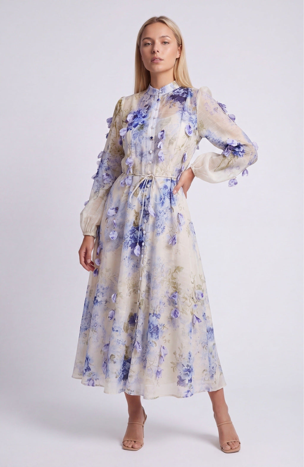 Laure Women’s Maxi Dress | Blue Floral Print | Elegant Long Dress
