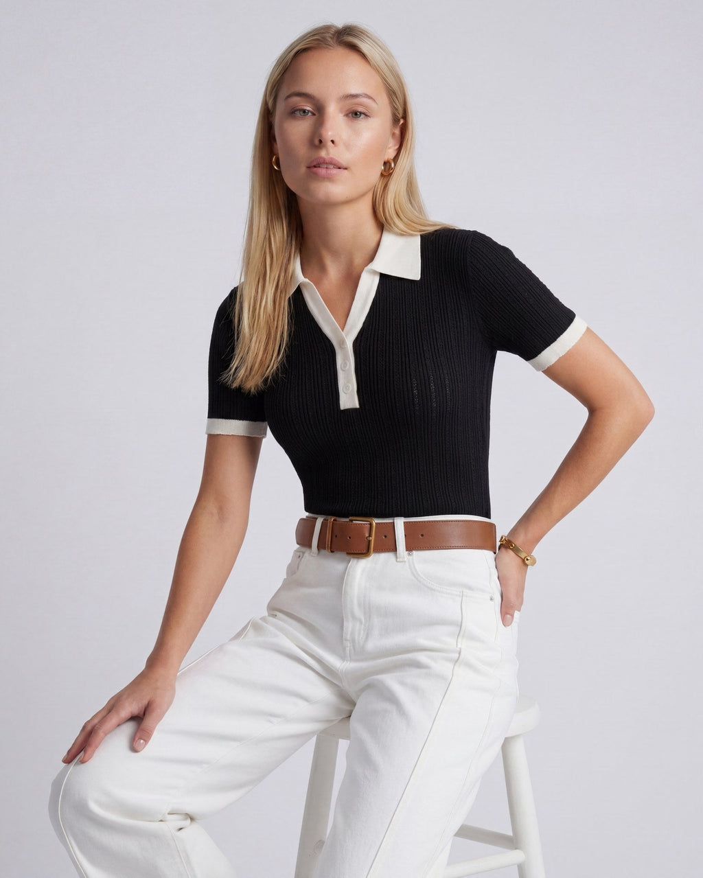Celeste Women’s Polo Shirt | Classic Collar with Button Closure | Fitted Fit