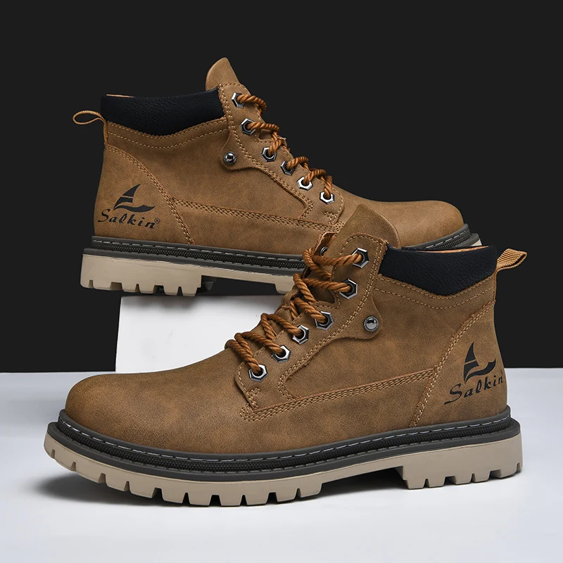 Leather Lace-Up Hiking Boots