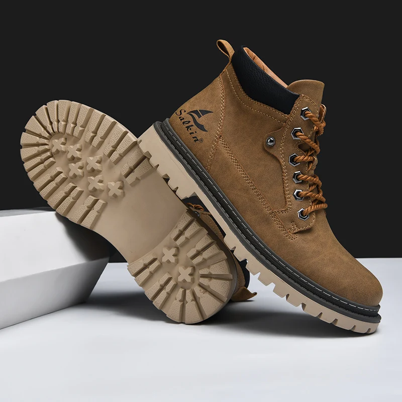 Leather Lace-Up Hiking Boots