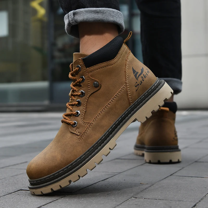 Leather Lace-Up Hiking Boots