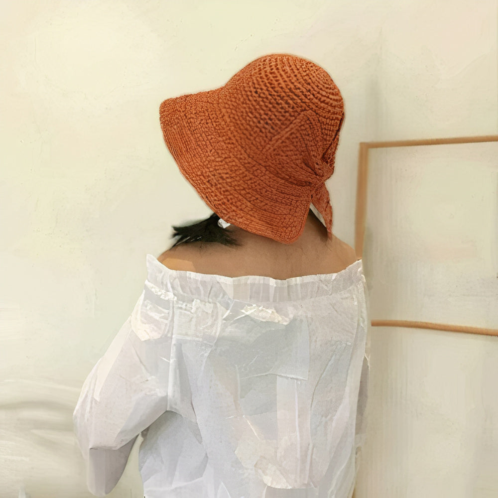 Foldable Summer Hat with Bow