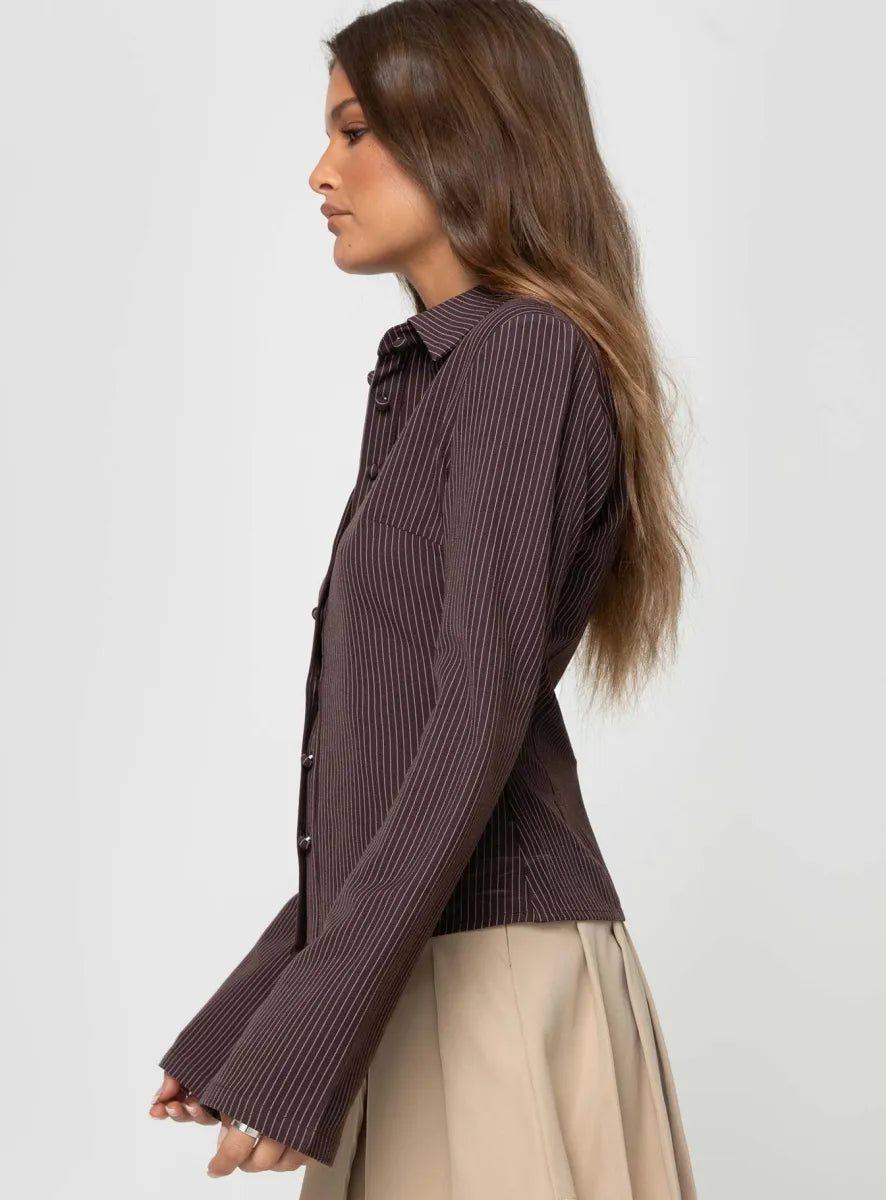Women’s Blouse | Striped | Tailored with Flared Sleeves