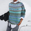 Fair Isle Knit Crew Neck Sweater for Women 0