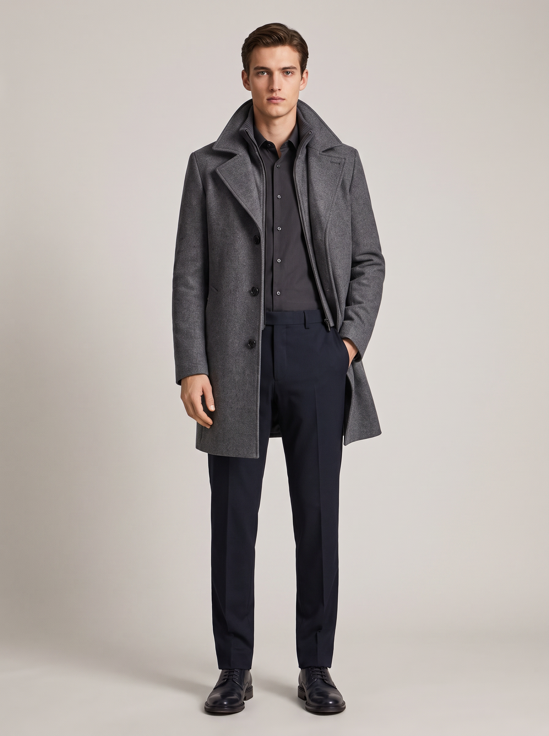 Fenwick | Men's Classic Slim-Fit Mid-Length Overcoat