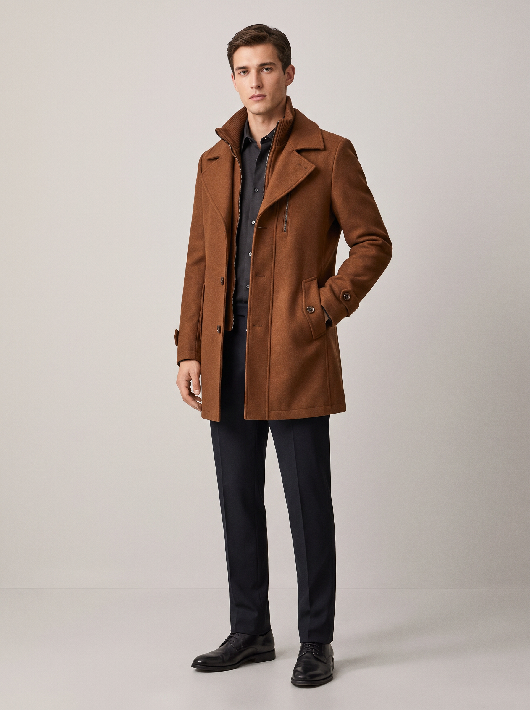 Fenwick | Men's Classic Slim-Fit Mid-Length Overcoat