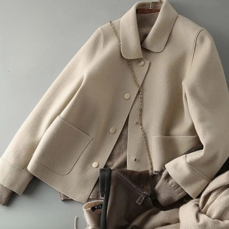 Fitted Button-Front Winter Coat for Women - Warm & Structured Design 0