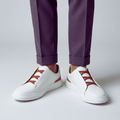 Men's Leather Sneakers with Elastic Laces and Comfortable Sole