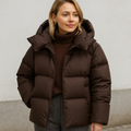 Women's Quilted Hooded Winter Jacket with Boxy Fit