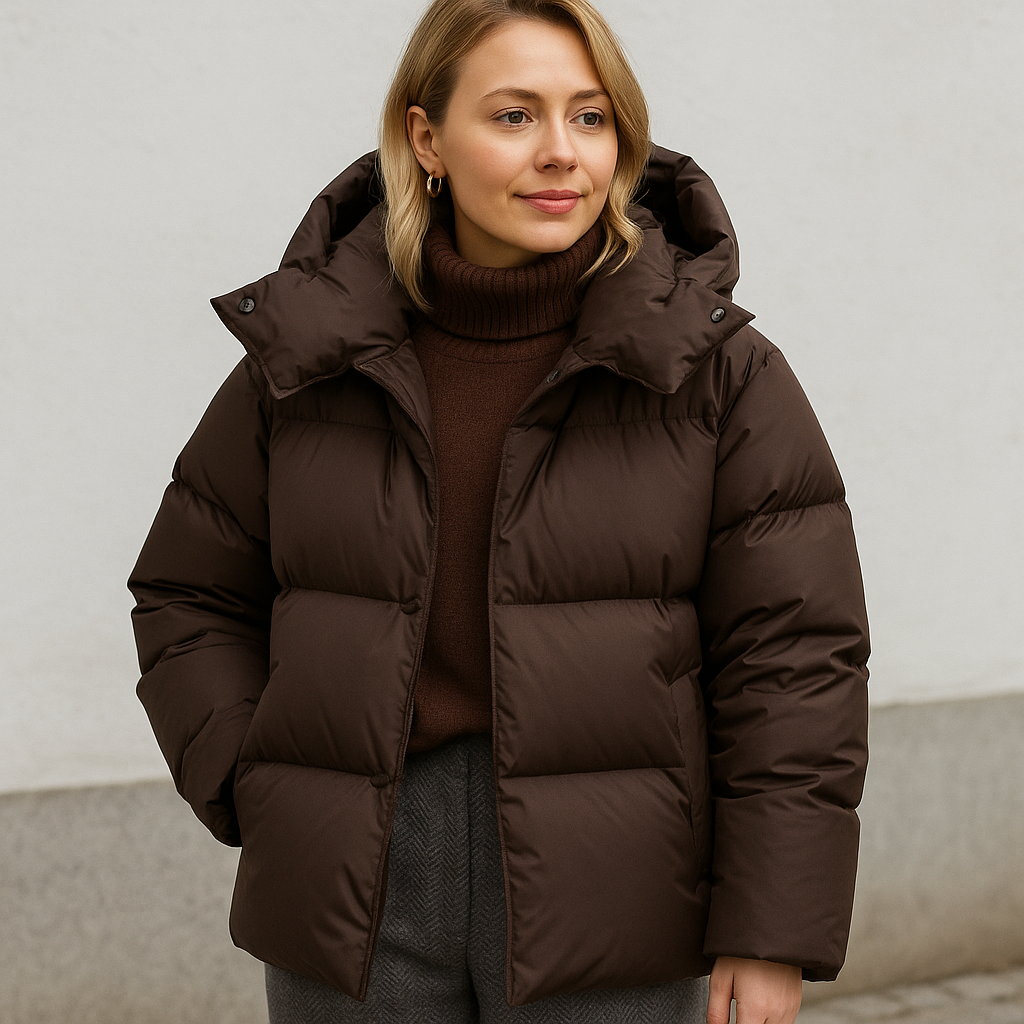 Women's Quilted Hooded Winter Jacket with Boxy Fit