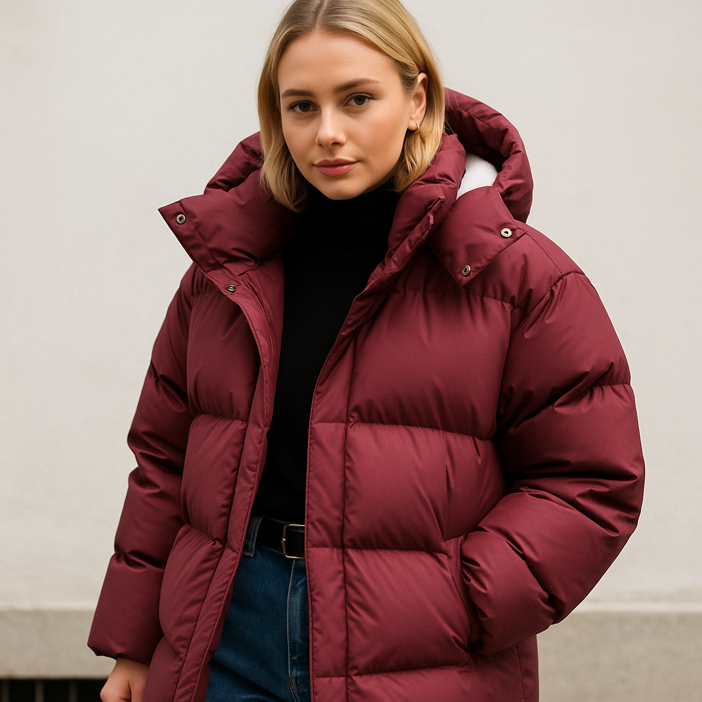 Women's Quilted Hooded Winter Jacket with Boxy Fit