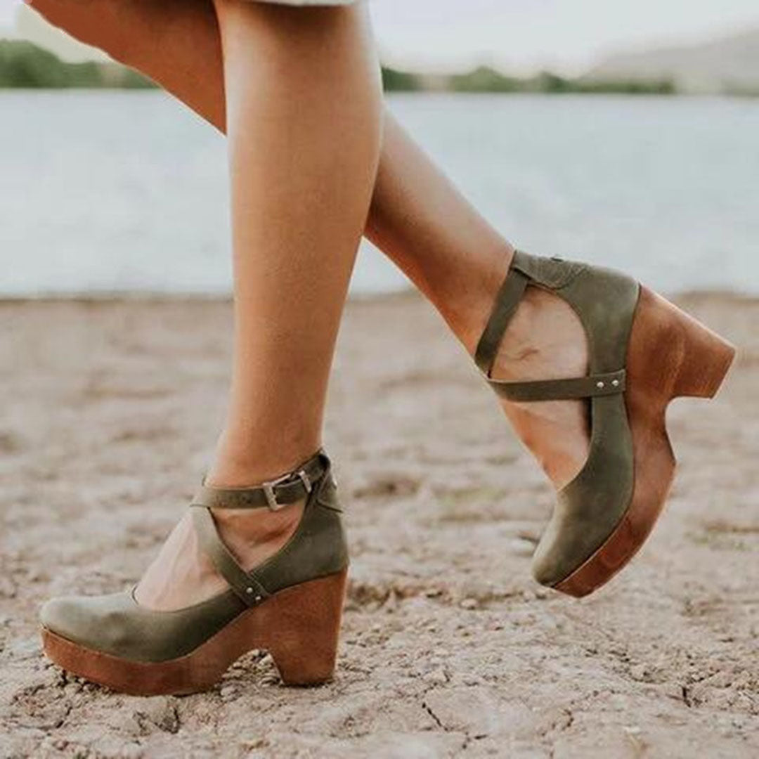 Teresa Comfortable Heels with Ankle Strap