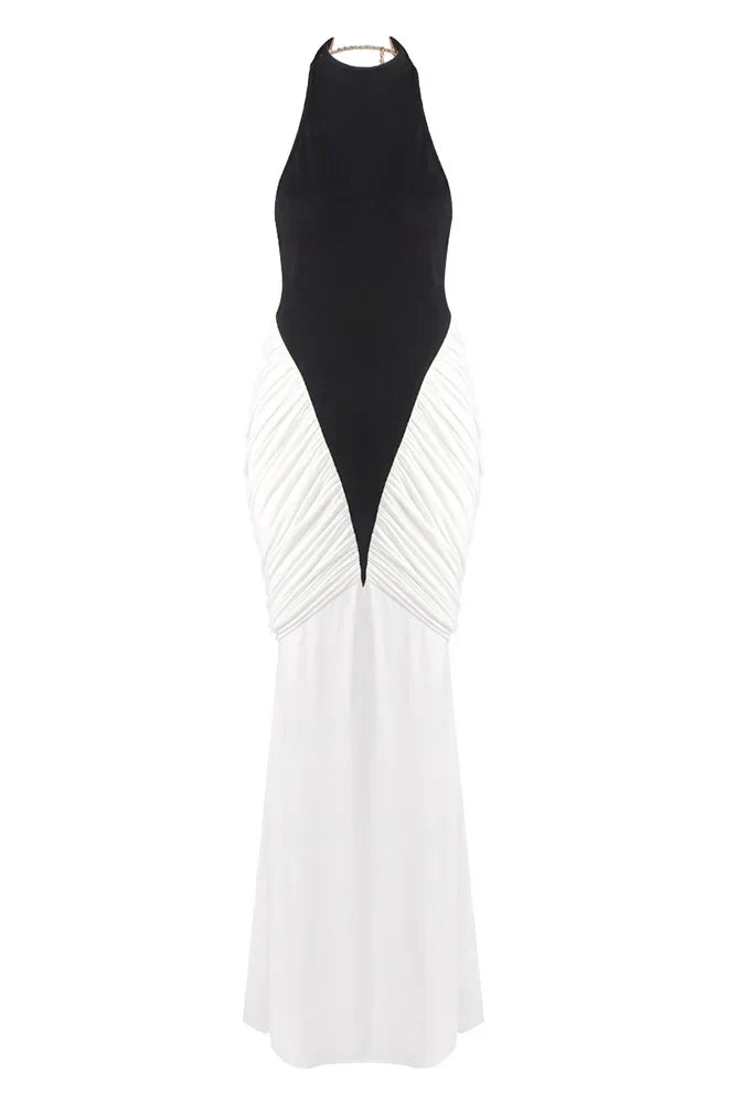 Women's Sleeveless Backless Ruched Bodycon Maxi Dress