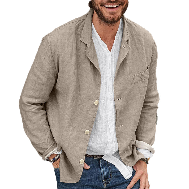 Men's Casual Shirt with Low Turn-Down Collar