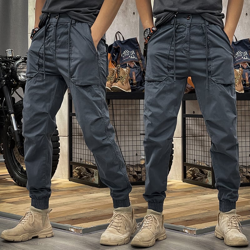 Men's Cargo Pants with Straight Legs and Multiple Pockets