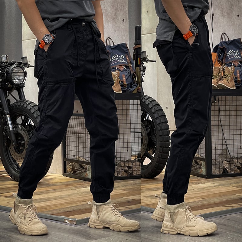 Men's Cargo Pants with Straight Legs and Multiple Pockets