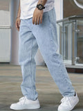 Men's Jeans with Straight Legs and Light Wash