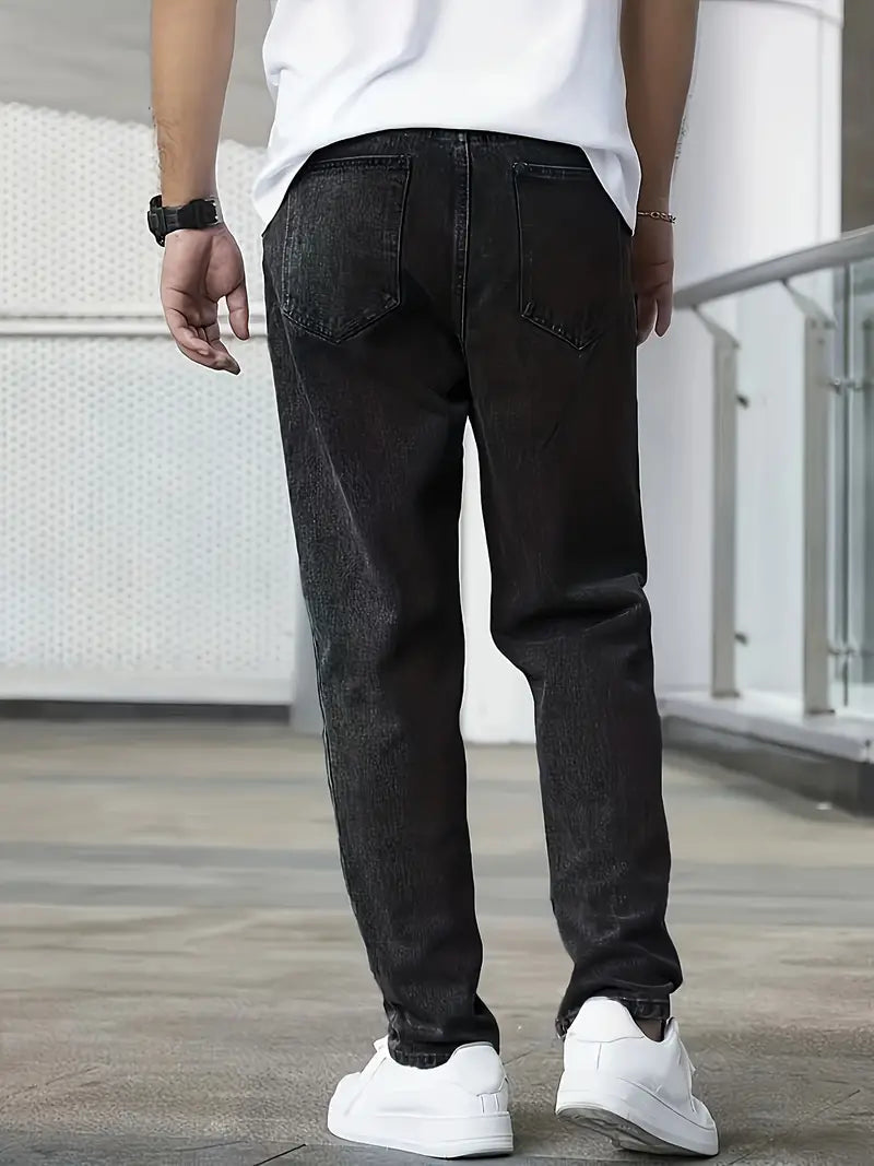 Men's Jeans with Straight Legs and Light Wash