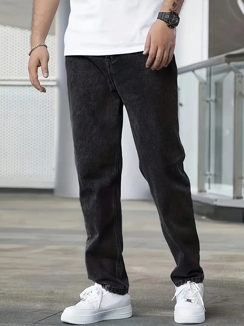 Men's Jeans with Straight Legs and Light Wash