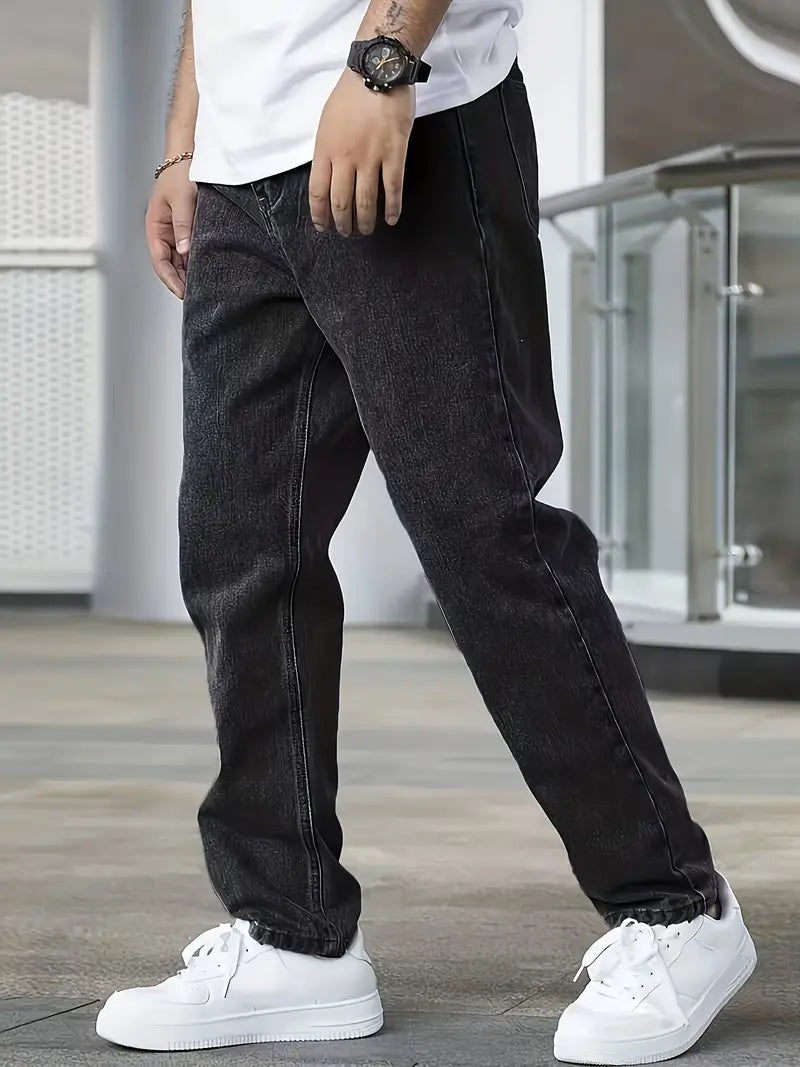 Men's Jeans with Straight Legs and Light Wash