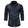 Men's Denim Shirt with Long Sleeves and Button Closure